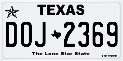 TX license plate DOJ2369
