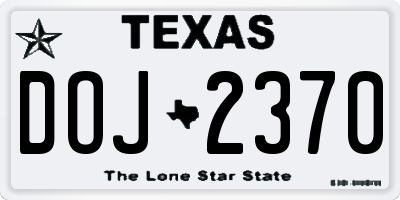 TX license plate DOJ2370