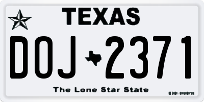 TX license plate DOJ2371