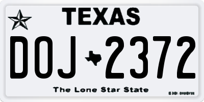 TX license plate DOJ2372
