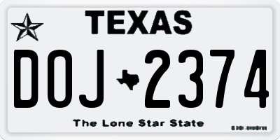 TX license plate DOJ2374