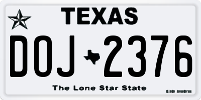 TX license plate DOJ2376