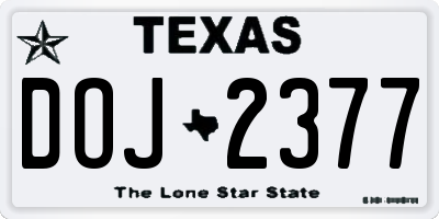 TX license plate DOJ2377