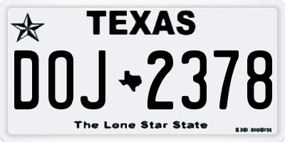TX license plate DOJ2378
