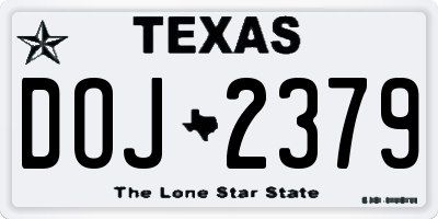 TX license plate DOJ2379