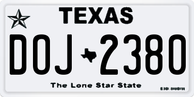 TX license plate DOJ2380