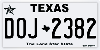 TX license plate DOJ2382
