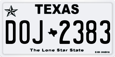 TX license plate DOJ2383