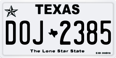 TX license plate DOJ2385