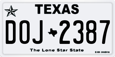 TX license plate DOJ2387