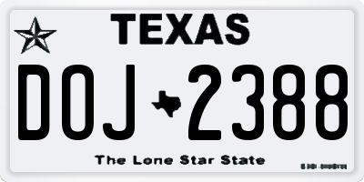 TX license plate DOJ2388