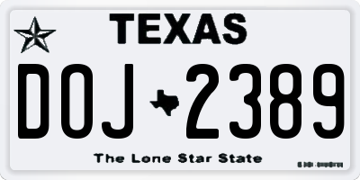 TX license plate DOJ2389