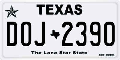 TX license plate DOJ2390