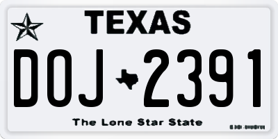 TX license plate DOJ2391