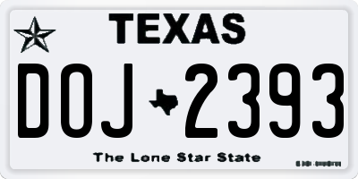 TX license plate DOJ2393