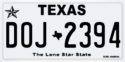 TX license plate DOJ2394