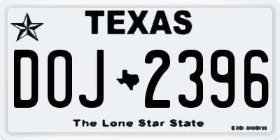 TX license plate DOJ2396