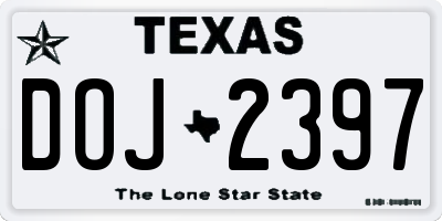 TX license plate DOJ2397