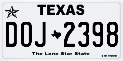 TX license plate DOJ2398