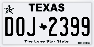 TX license plate DOJ2399