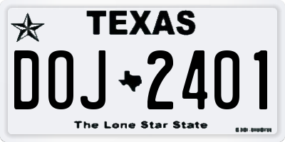 TX license plate DOJ2401