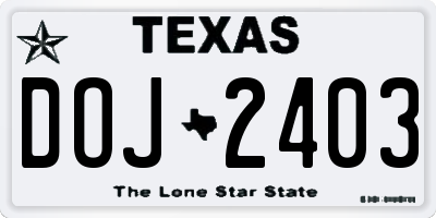 TX license plate DOJ2403