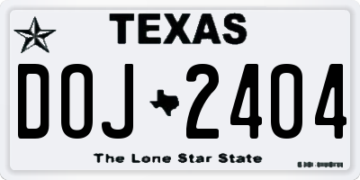 TX license plate DOJ2404
