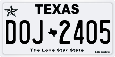 TX license plate DOJ2405