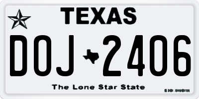 TX license plate DOJ2406