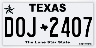 TX license plate DOJ2407