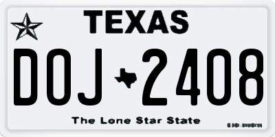 TX license plate DOJ2408