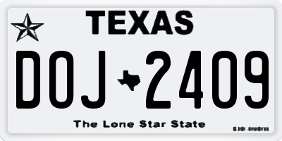 TX license plate DOJ2409