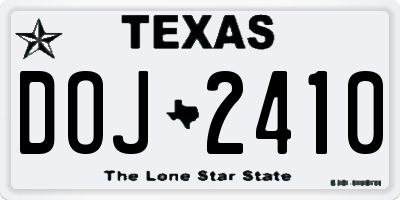 TX license plate DOJ2410
