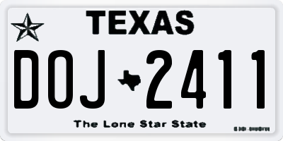 TX license plate DOJ2411