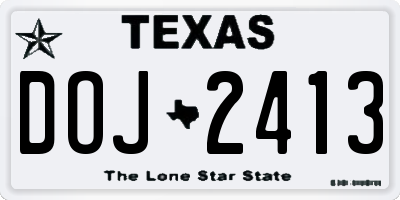 TX license plate DOJ2413