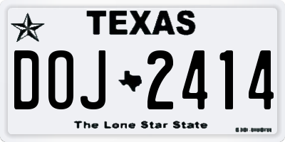 TX license plate DOJ2414