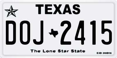 TX license plate DOJ2415