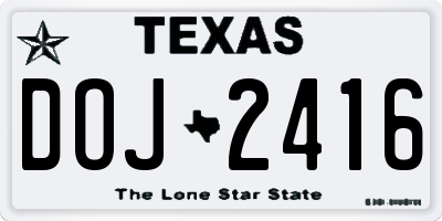 TX license plate DOJ2416