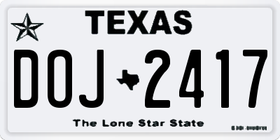 TX license plate DOJ2417