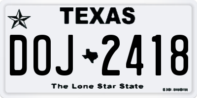 TX license plate DOJ2418