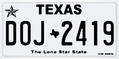 TX license plate DOJ2419