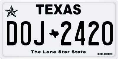 TX license plate DOJ2420