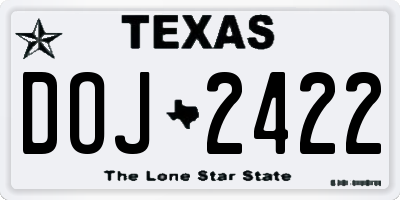 TX license plate DOJ2422