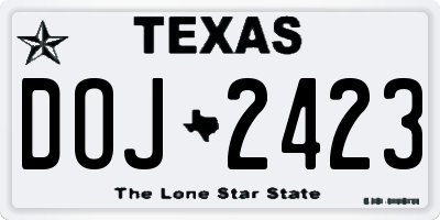 TX license plate DOJ2423