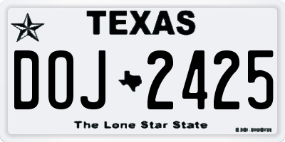 TX license plate DOJ2425