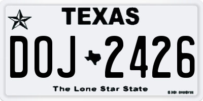 TX license plate DOJ2426