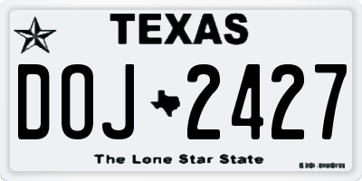TX license plate DOJ2427