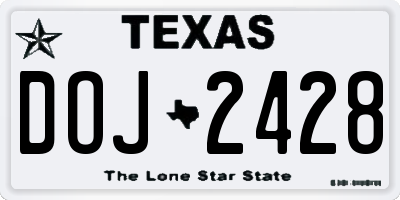TX license plate DOJ2428