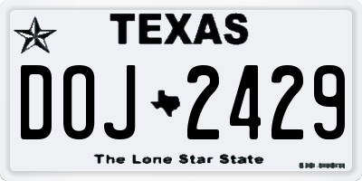 TX license plate DOJ2429