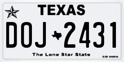 TX license plate DOJ2431